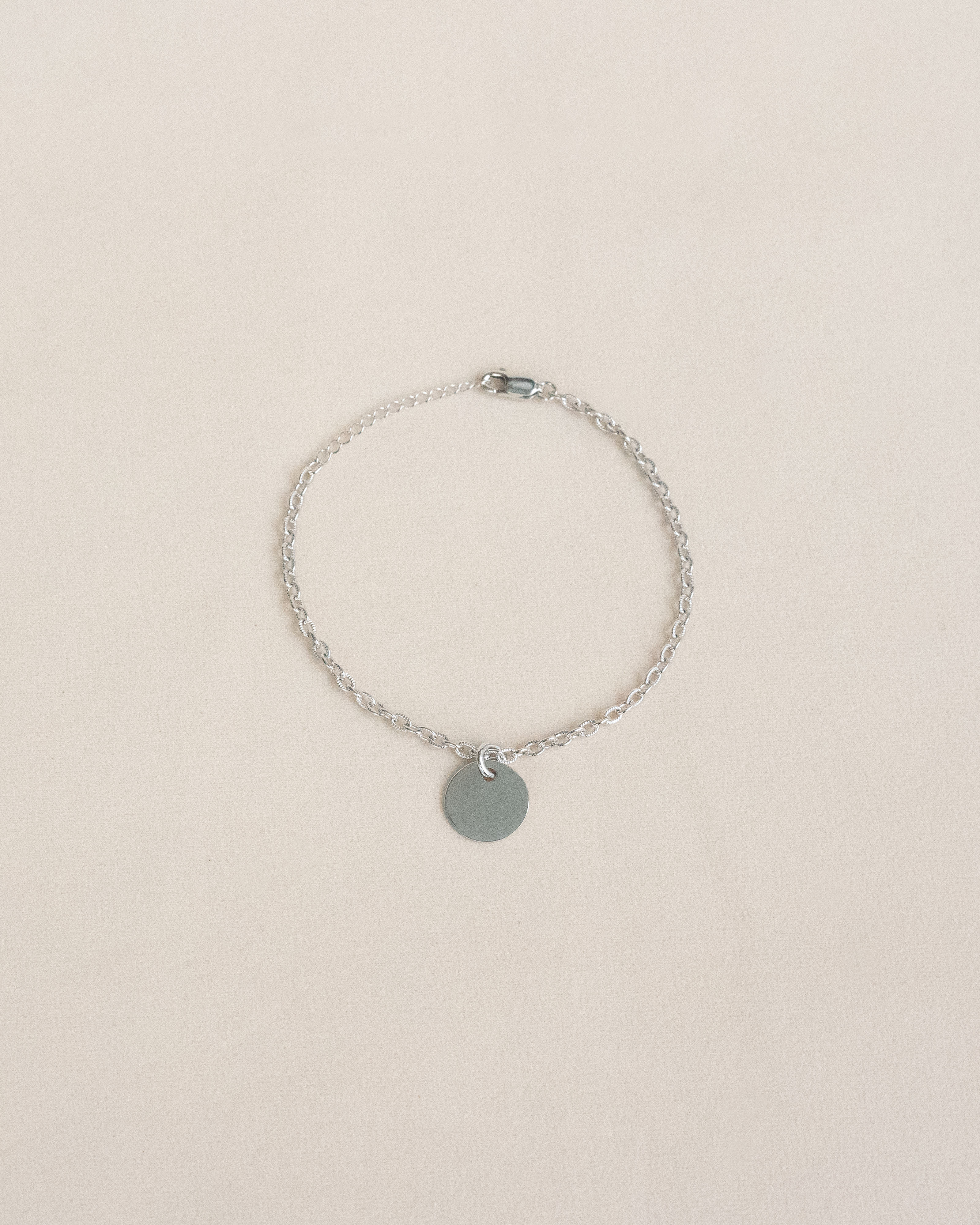 Sterling Silver Circle-Tag Chain Bracelet