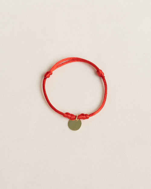 Circle-Tag Satin Cord Bracelet