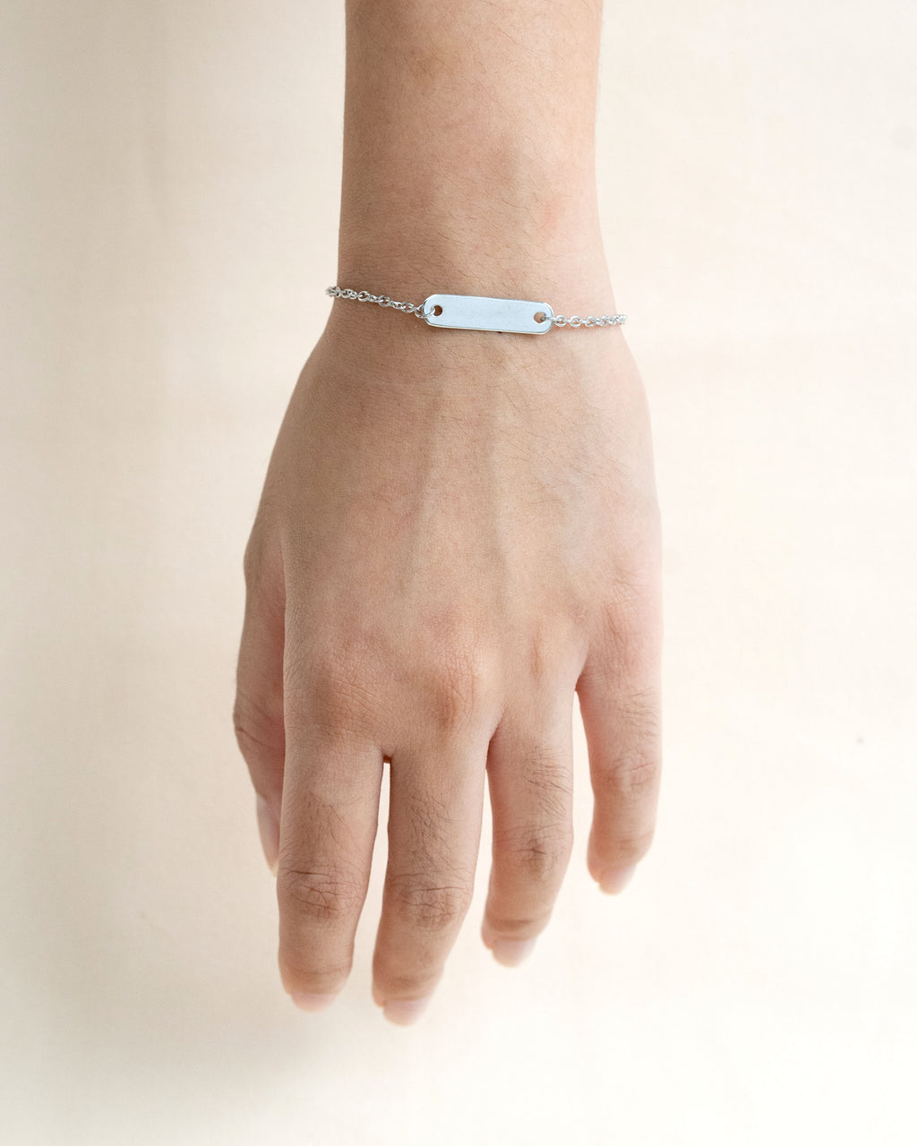 Sterling Silver Name-Tag Chain Bracelet