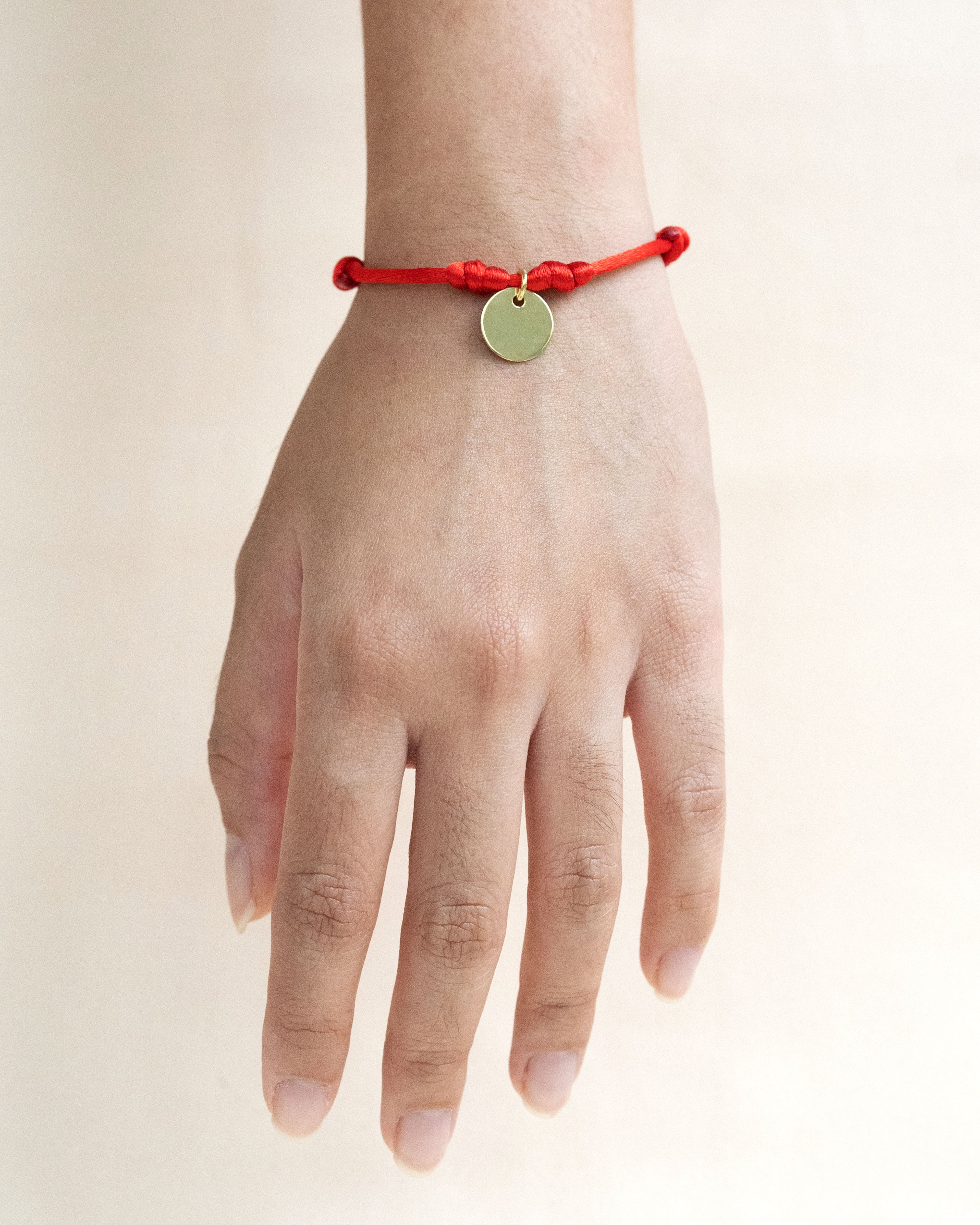 Circle-Tag Satin Cord Bracelet